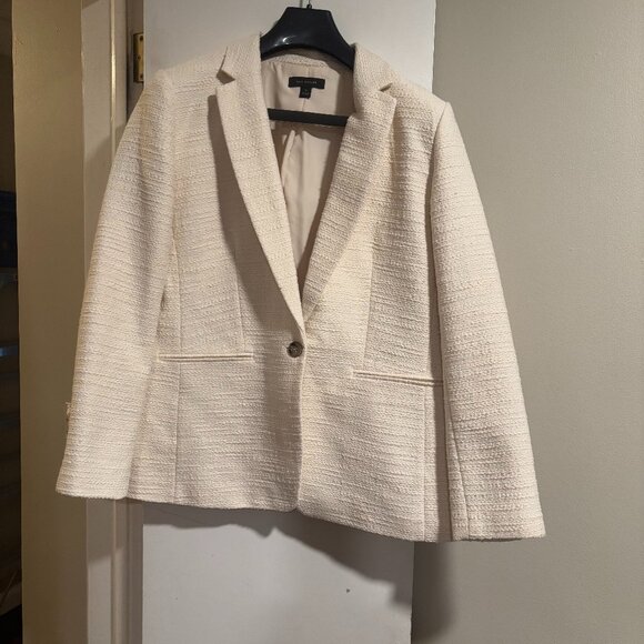Ann Taylor Jackets & Blazers - Ann Taylor Cream Textured One-Button Blazer